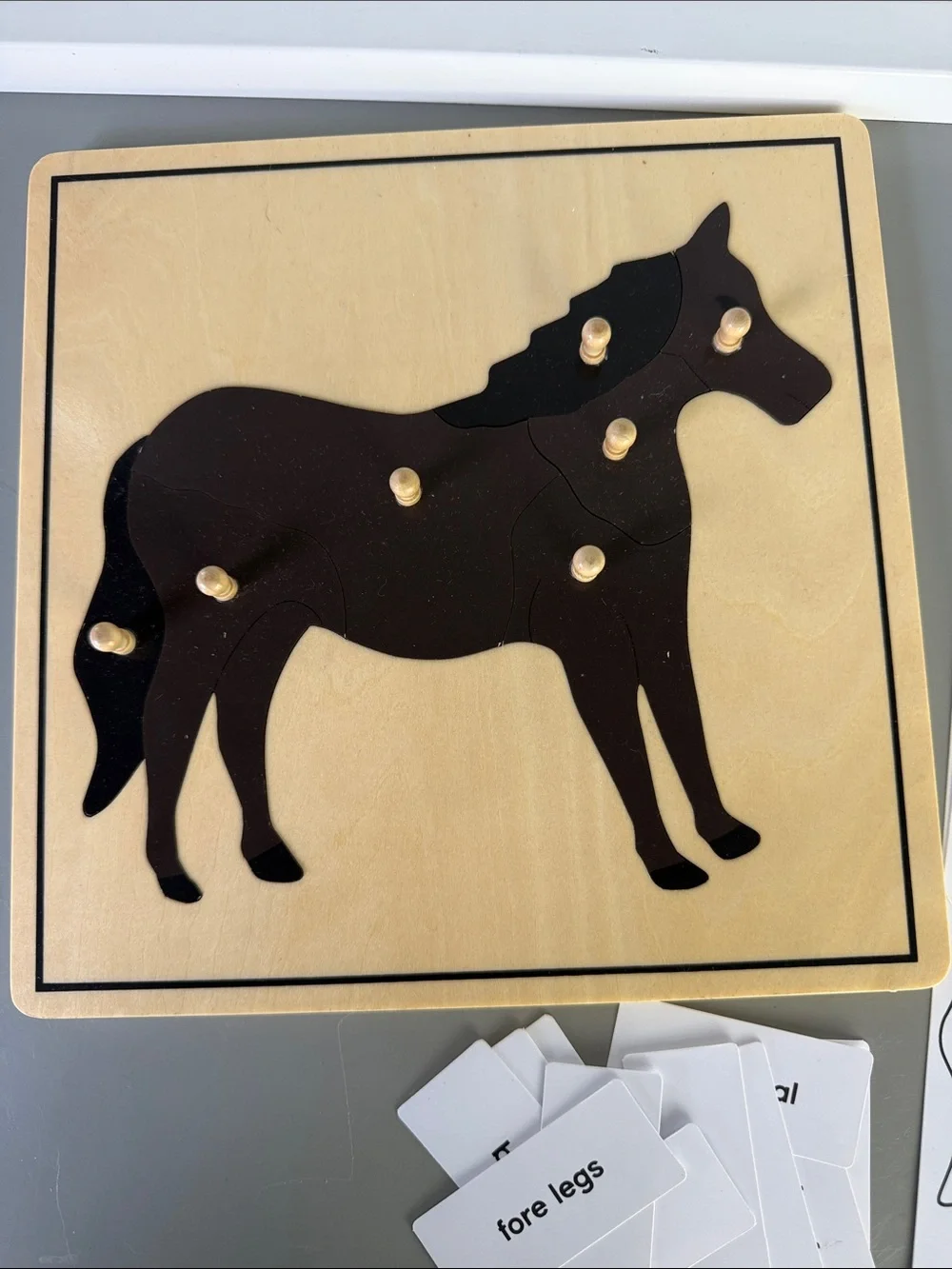 Montessori Wooden Horse Puzzle with Silhouette - Educational